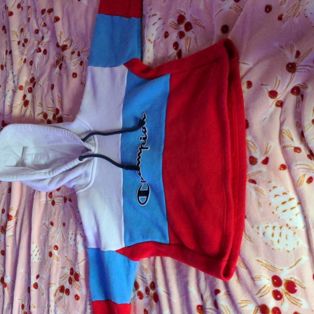 champion hoodie (red, blue, white) [like-new]